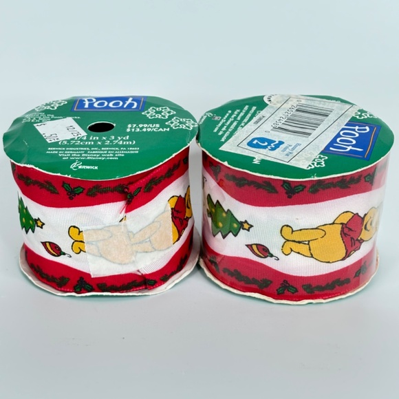 NEW Vintage Winnie the Pooh Christmas Ribbon Gift Wrapping 2000 2- 2.25"x3 yards - Picture 2 of 5